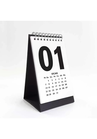 Rakam Serisi 2027 Masa Takvimi - Dikey Siyah Beyaz