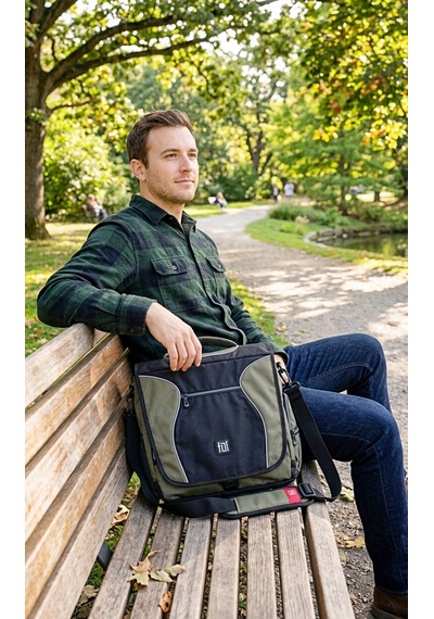Ful - Parkway Haki/siyah Gündelik Laptop Messenger Postacı Omuz Çantası Haki-siyah