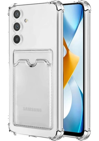 Samsung Galaxy Uyumlu A35 Kapak Kamera Korumalı Kartlıklı Darbe Emici Özellikli Şeffaf Silikon Kılıf Şeffaf