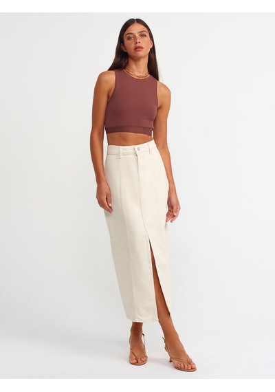 Dilvin Crop Top  101A30114 Kahve Kahverengi