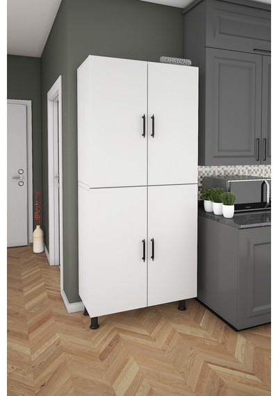 Çok Amaçlı Dolap 70 Cm Banyo Mutfak Dolap Parlak Beyaz