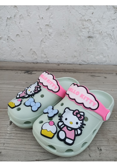 Huzurlu Adımlar Hello Kity Yeşil Çocuk Crocs Ywşil
