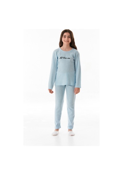 Fullamoda Let Love We Baskılı Kız Çocuk Pijama Takımı 25kcck726126245-siyah Siyah