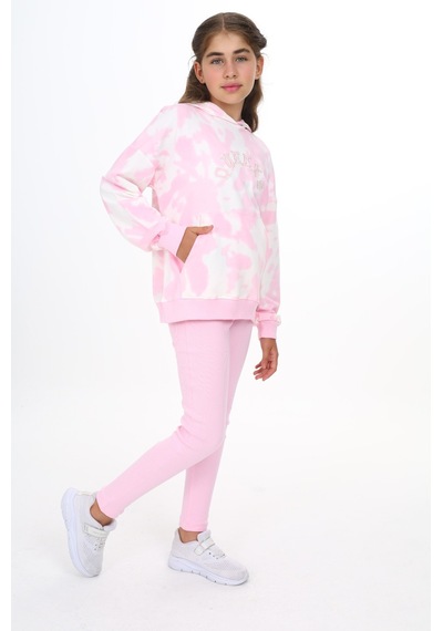 Toontoy Kids Toontoy Kız Çocuk Batik Desenli Taytlı Takım Pembe