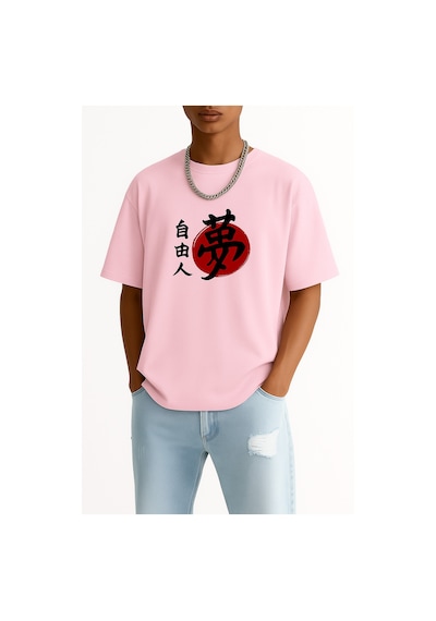 Özgür Adam Baskılı Oversize T-shirt Pembe