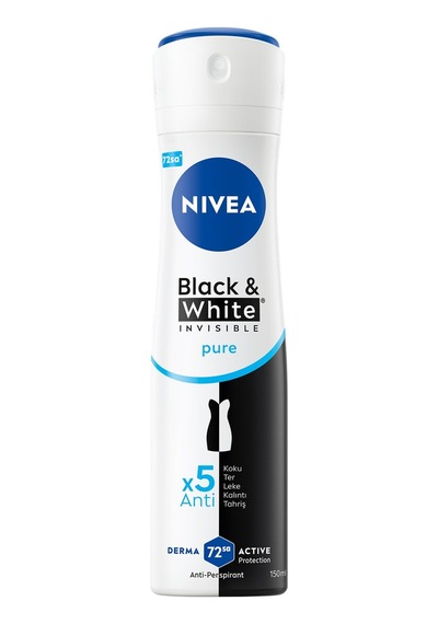 Nıvea Kadın Sprey Deodorant Black&white Invisible Pure 150 Ml - 5 Adet Tarı