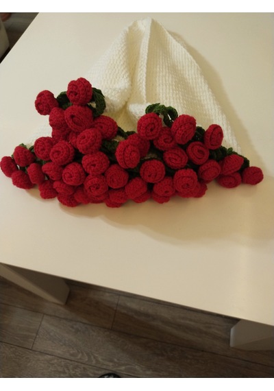 Kırmızı Gül Buketi Battaniye Koyu Kırmızı
