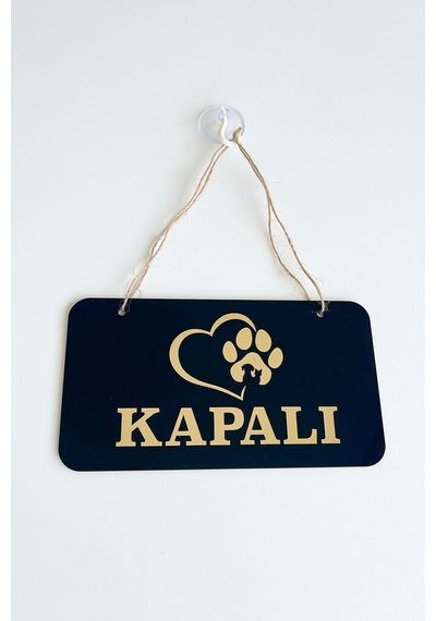 Pet Shoplar İçin Gold Tasarımlı Pleksi Kapı Tabelası Açık/kapalı