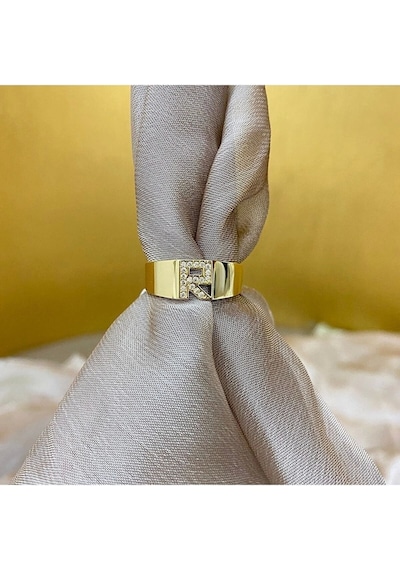 Çgk Çiğdem Gürel Kuyumculuk R Harf Altın Yüzük Rharfyüzük 14yeni0081 Gold