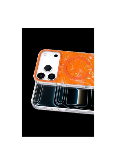 Onegif Apple iPhone Uyumlu 17 Pro Max Mila Dalgalı Magsafe Kapak - Turuncu Düz Renkli
