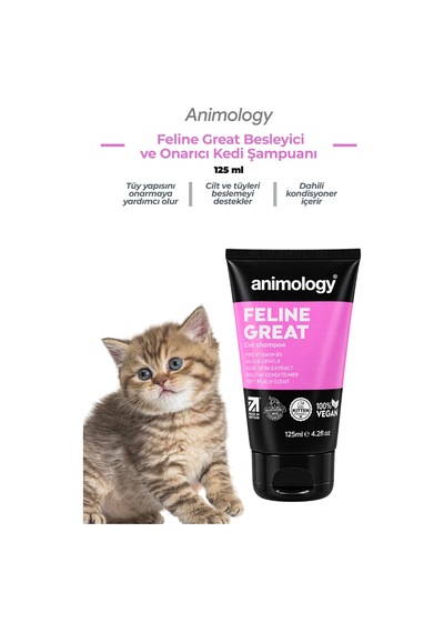 Animology Feline Great Cildi Ve Kürkü Besleyici Ve Tüy Yapısını Onarıcı Kedi Şampuanı 125 Ml
