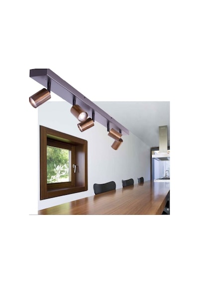 Mylights Modern Siyah Bakır Eskitme 120 Cm 4 Lü Hareketli Spot Avize Gu10 Led Ampul Dahil Kahve Siyah