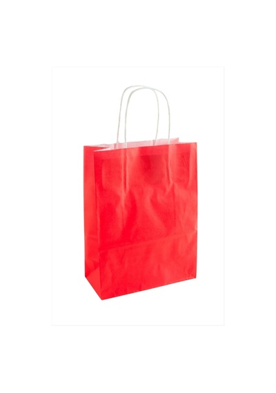 8x18x24 - 329 - Cm Büküm Saplı Kağıt Poşet 1 - Csmo-tex - Adet Kırmızı