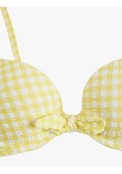 Koton Fiyonklu Pötikare Desenli Push-up Bikini Üstü Sarı Ekose 6sak10025mm Sarı Ekoseli