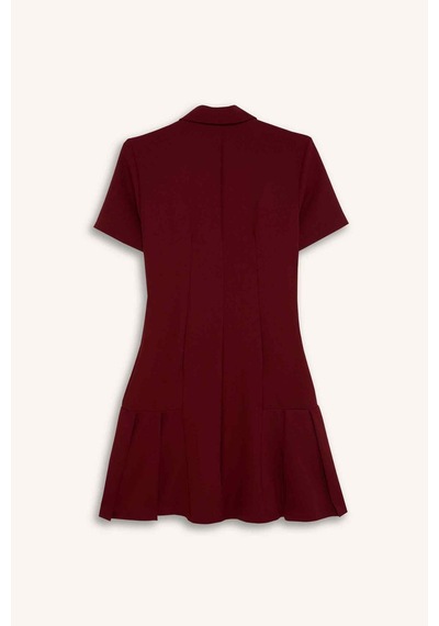 Defacto Polo Yaka Basic Düz Kısa Kollu Pileli Mini Elbise D4203AX24AUBR118 Defacto Polo Yaka Basic Düz Kısa Kollu Pileli Mini Elbise D4203AX24AUBR118