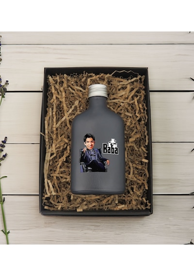 Bk Gift Kişiye Özel The Baba Karikatürlü Antrasit Tasarım Cam Şişe Kolonya 200 ML 2
