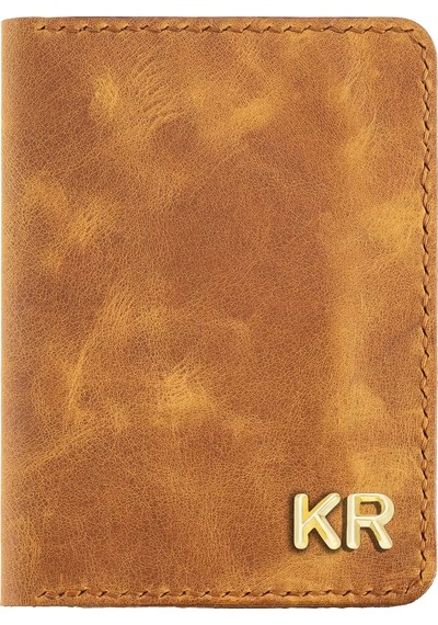 Twingold İsme Özel Pasaport Kılıfı - %100 Rainbow Deri - Ak02003 - Camel Camel