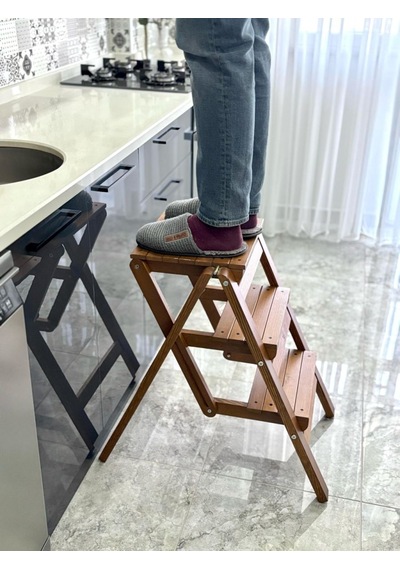 Abaş Ahşap Ahşap Merdiven Tabure Katlanır 49318702