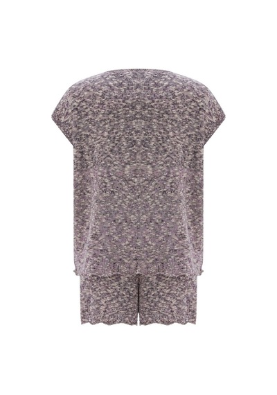 Peraluna Renge Blouse & Shorts Yazlık Viskonlu Kadın Triko Şort T Lila