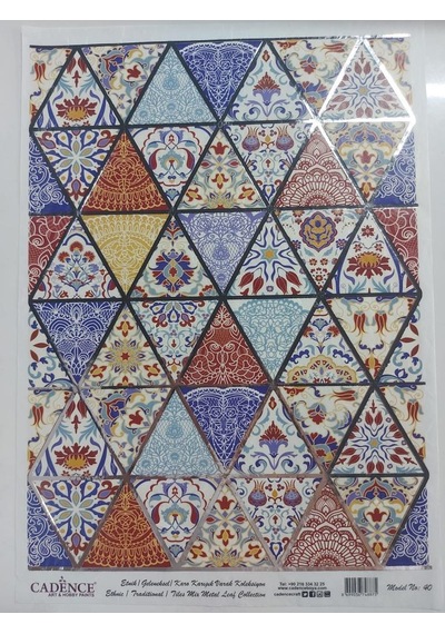 Cadence Desenli Gümüş Varak Pirinç Dekoapaj Kağıdı - Model 040