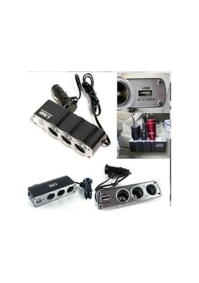3 Port 1 Usb Araç Çakmak Çoğaltıcı Soket, 12v, Çoklu Şarj Adaptörü