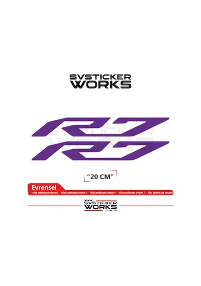 Yamaha R7 Uyumlu Yazı Sticker Yüksek Kalite Özel Kesim Folyo 2'li Set Mor