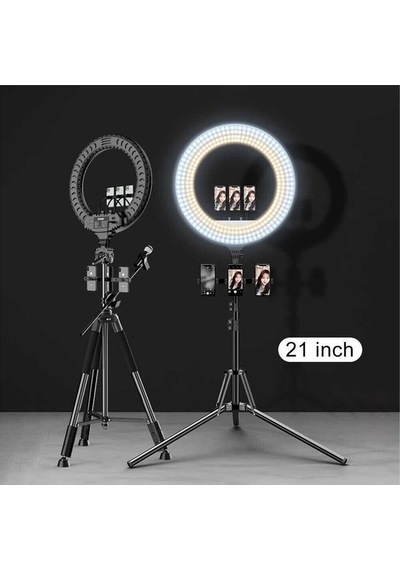 Led Rl-21 Inç 220v Girişli 3 Adet Telefon Tutacaklı+uzaktan Kumanda+çantalı Selfie Işığı Senalstore