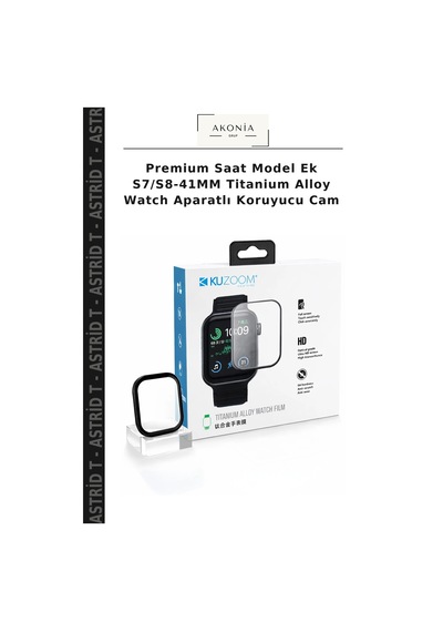 Premium Saat Model Ek S7/s8-41mm Titanium Alloy Watch Aparatlı Koruyucu Cam