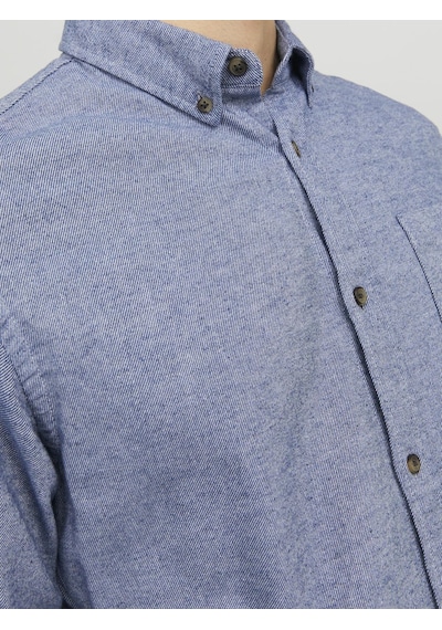 Jack & Jones Erkek Dügme Kapamali Düz Renk Gömlek - Classic - 12235974 Faded Denim