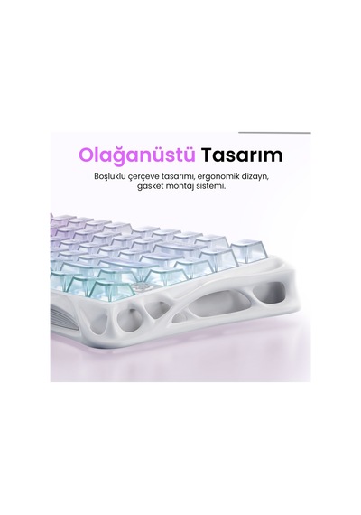 Gravastar Mercury K1 Lite Mekanik Gaming Klavye Ve M2 Kablosuz Optik Mouse Seti, Crystal Aurora