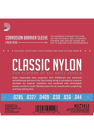 D'addario Ej27h Classics Serisi Klasik Gitar Tel Seti 4/4 Ölçek - Hard Tension - Gümüş Sarım