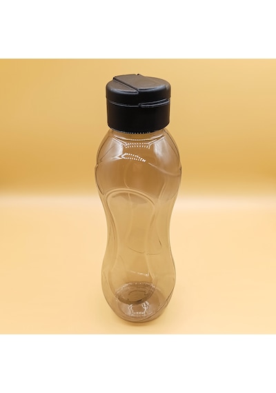 750 Ml Su Matarası Kapaklı Şeffaf Plastik Spor Ve Okul Matarası Siyah