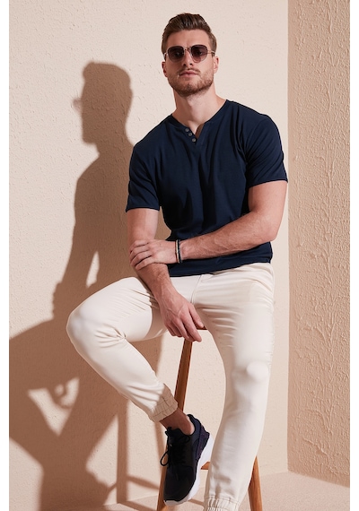 Buratti Pamuklu V Yaka Slim Fit Erkek T Shirt 5902122 Indigo