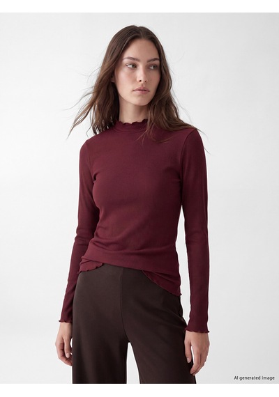 Lcw Modest Bordo Dik Yaka Kadın Fitilli Body