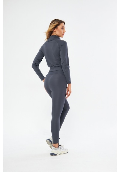 Lesa Wear İçi Polarlı Yumuşacık Şardonlu Kaşkorse Crop Likralı Hırka Antrasit