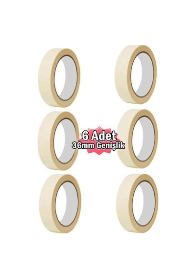 Maskeleme Bandı 6 Adet 36Mm Kağıt Boya Bantı