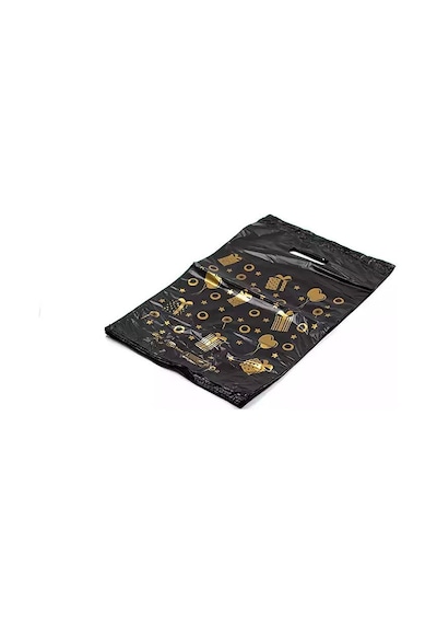Omeyva Baskılı El Geçme Blok Poşet Torba - No : 3 - 30x50 Cm. - Siyah - 500 Adet