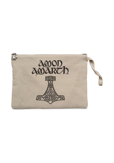 Amon Amarth Mjolnir Krem Clutch Astarlı Cüzdan / El Çantası Krem