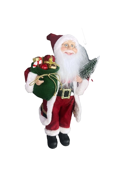 Yılbaşı Süsü Noel Baba Biblo Figür Büyük Boy 45cm -elinde Çam Ağacı Ve Hediye Çuvalı İle 45