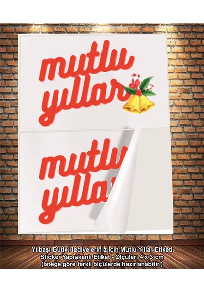 Farklı Market Butik İşletmelere Yılbaşı Etiketi Mutlu 100 Adet