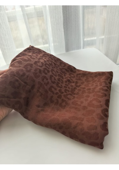 Laurel Scarf Leopar Desen Pamuk Ayrobin Jakar Şal Kiremit