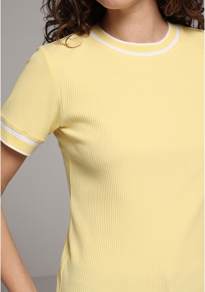 Colin's Colins Slim Fit Yuvarlak Yaka Düz Kadın Sari Kısa Kol Tişört Cl1080063 Q1.v1 Ylw Sarı
