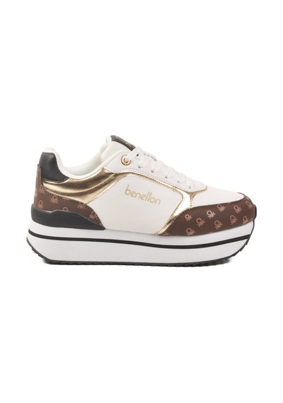 United Colors Of Benetton Beyaz Bağcıklı Cilt Memory Foam Kadın Spor Ayakkabı Bnı-12096 G