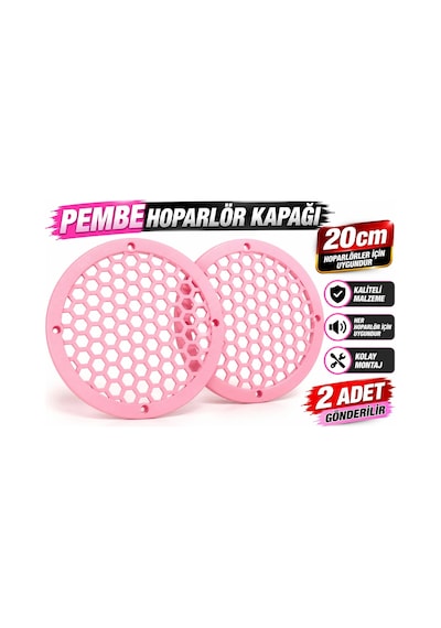 Pembe 20cm Hoparlör Kapağı - Pembe Kaliteli Plastik Midrange Hoparlör Kapak 20 Cm - 2 Adet