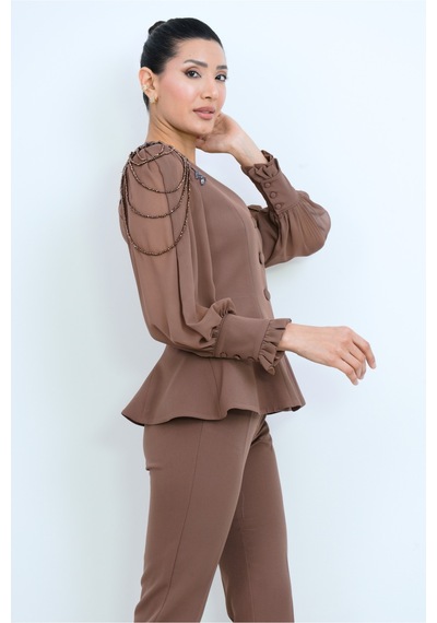 Dorne Moda Özel Koleksiyon Taş Detaylı Şifon Kol Takım - Düğün - Mezuniyet - Ofis Şıklığı Kahverengi Kahverengi Dorne Moda Özel Koleksiyon Taş Detaylı Şifon Kol Takım - Düğün - Mezuniyet - Ofis Şıklığı Kahverengi Kahverengi