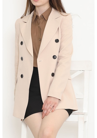 Düğmeli Blazer Ceket Bej - 354.1247. Çok Renkli
