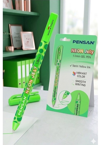 Neon Tükenmez Kalem 1 Adet Pensan Neon Jely Fosforlu Jel Pilot Kalem Siyah Defter Kalemi Yumuşak Yazım Yeşil