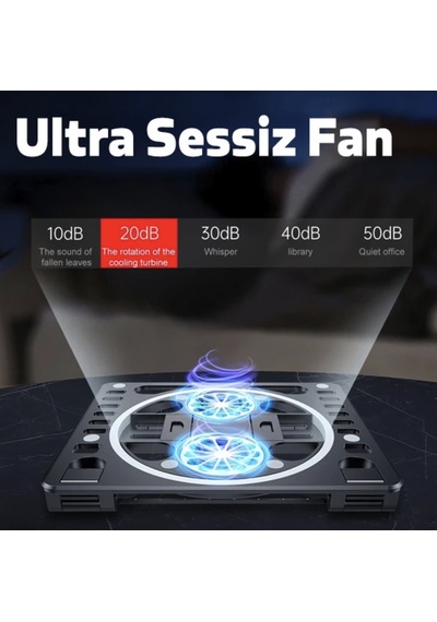 Çift Fanlı Turbo Notebook Soğutucu 2 Fanlı Yükseklik Ayarlı Soğutuculu Stand Yükseltici