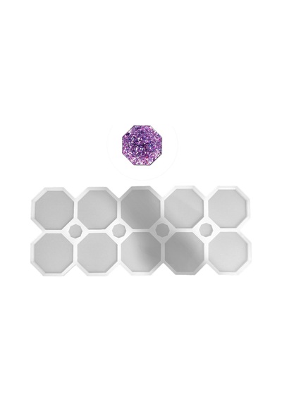 Epoksi Silikon Kalıp Sekizgen Bardak Altı Ve Magnet Kalıbı 6.8 Cm 10 Lu