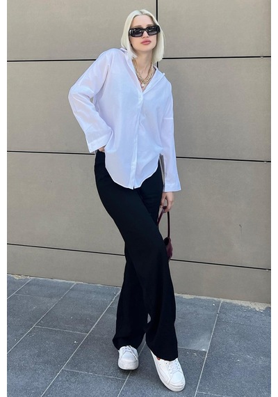 Madmext Mad Girls Beyaz Oversize Gömlek Mg1369-beyaz Beyaz